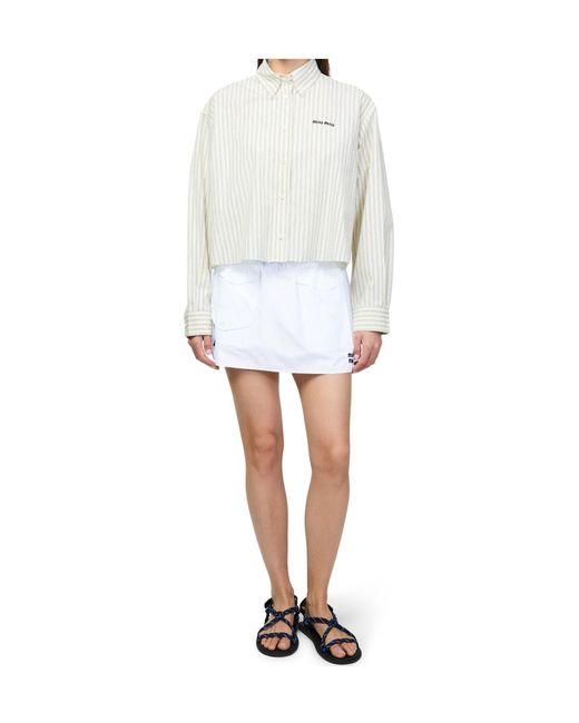 Miu Miu White Mini Skirt With Two Pockets