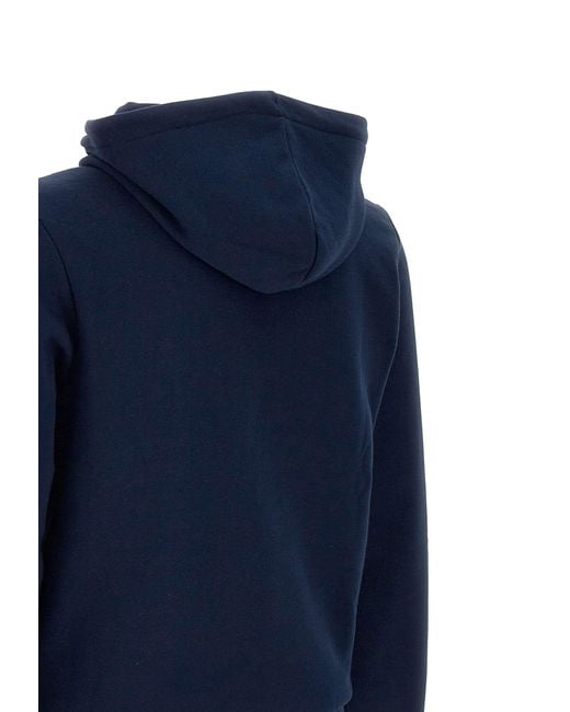 Lacoste Blue Logo Patch Zip-Up Drawstring Hoodie for men