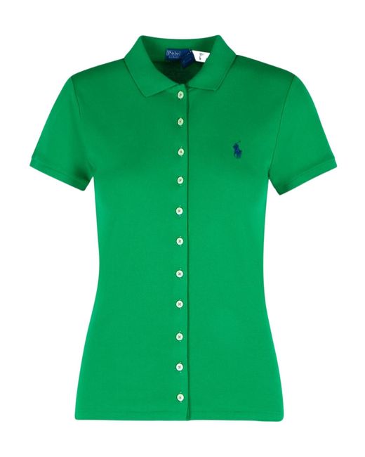Polo Ralph Lauren Green Buttoned-Placket Polo Shirt