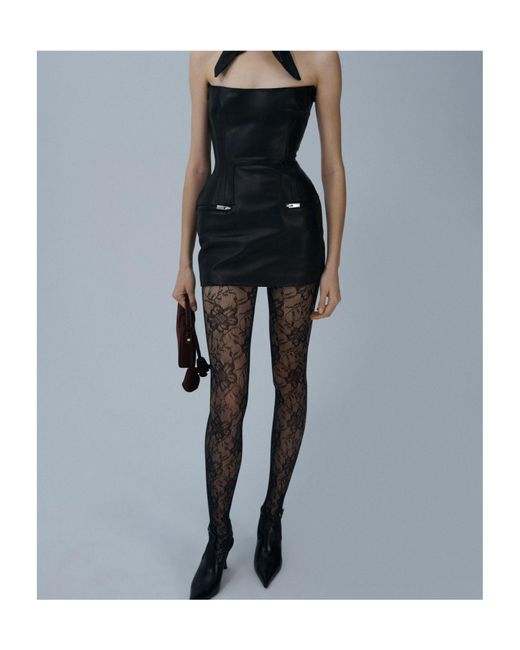 Magda Butrym Black Off-Shoulder Corset-Style Mini Dress