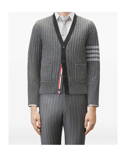 Thom Browne Gray Button-Up Cardigan for men