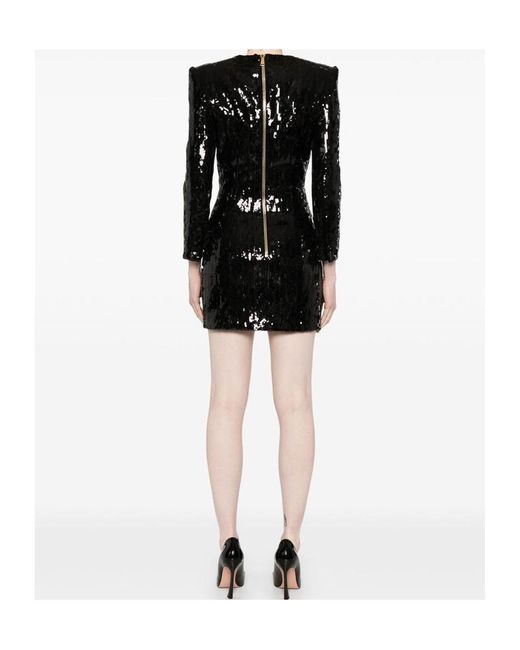 Balmain Black V-Neck Sequinned Mini Dress