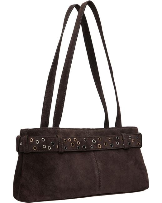 OSOI Brown Brocle Mini Belted Shoulder Bag