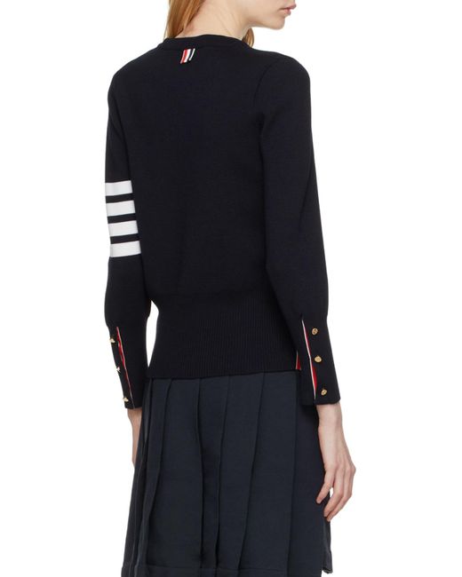 Thom Browne Black Milano Stitch Classic 4-Bar Pullover