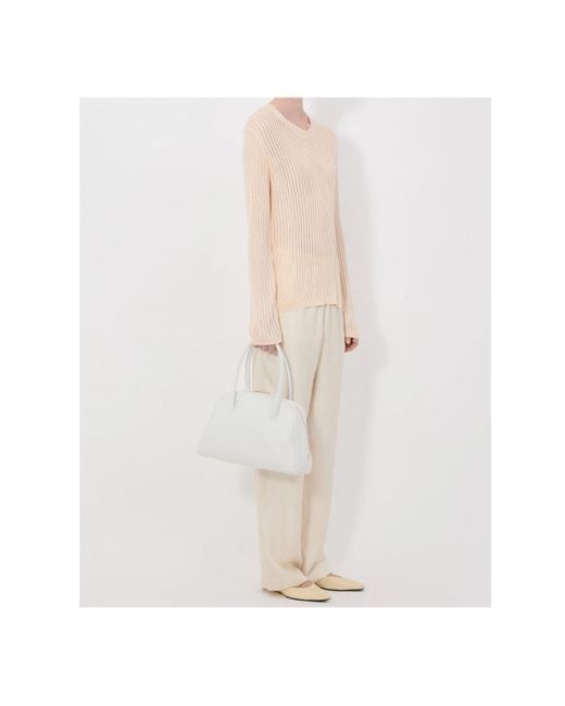 Loulou de Saison Natural Hedora Sheer Ribbed Knitted Sweater