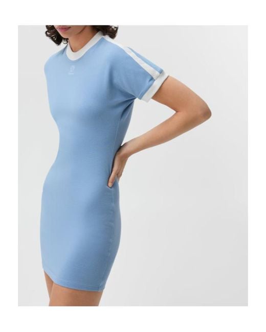 Versace Blue Logo Embroidered T-Shirt Dress