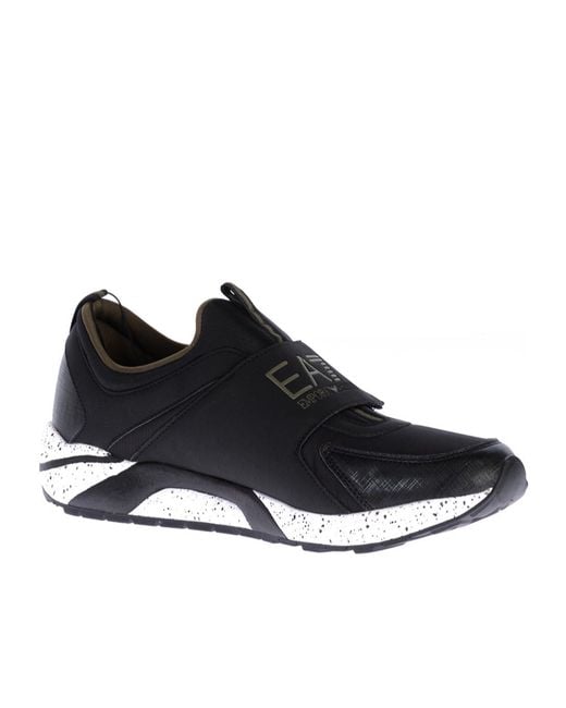 EA7 Black Round Toe Sneakers for men
