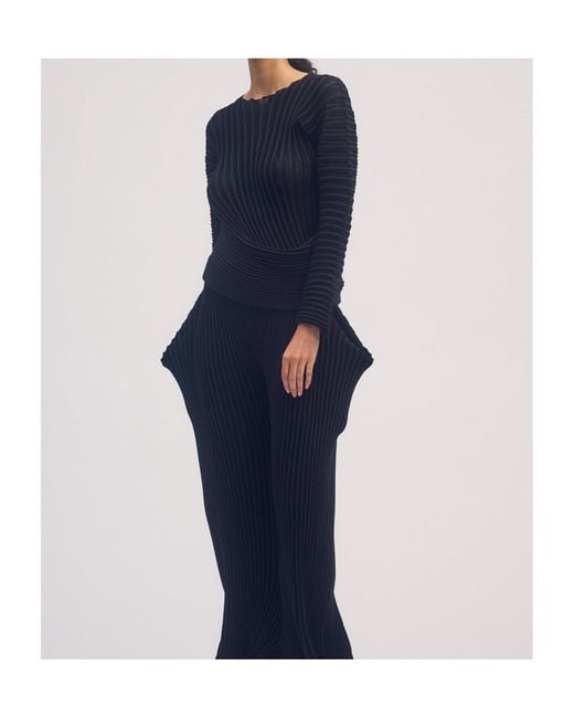 Issey Miyake Black Stream Pleated Top