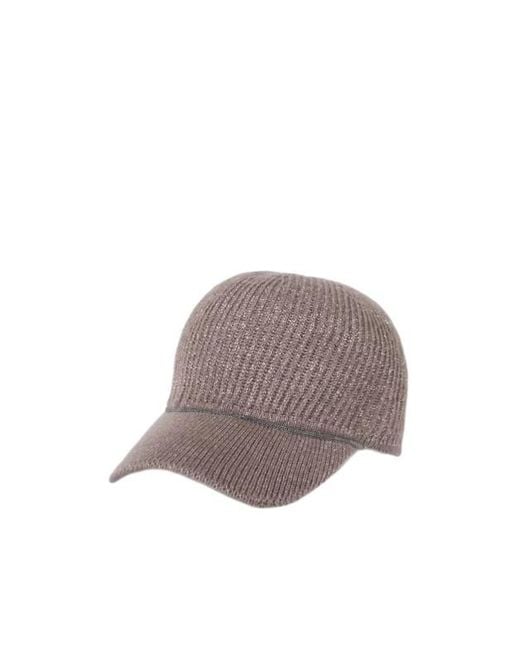 Brunello Cucinelli Brown Lurex-Ribbed Baseball Cap