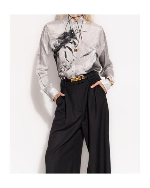 Tory Burch Gray Graphic-Print Shirt