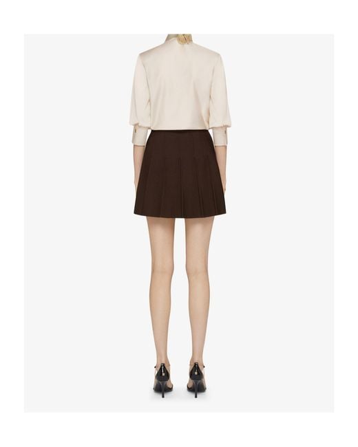 Givenchy Brown 4G Plaque Mini Pleated Skirt