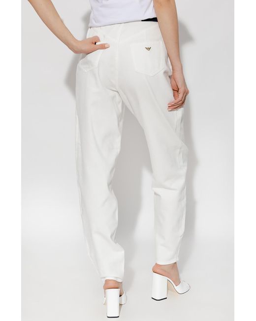 Emporio Armani White High-Rise Straight Jeans