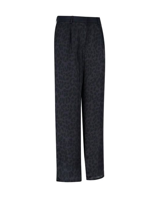 Sacai Blue Leopard Printed Satin Pants