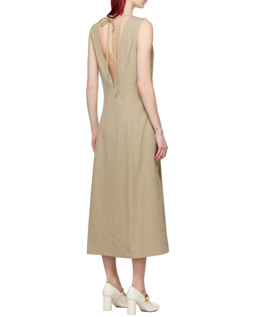 Bottega Veneta Natural V-Neck Sleeveless Midi Dress