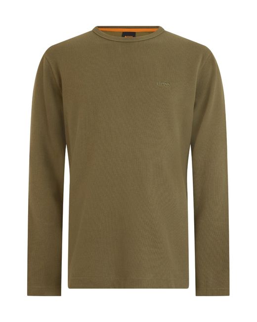 Boss Green Crew Neck Long-Sleeved T-Shirt for men