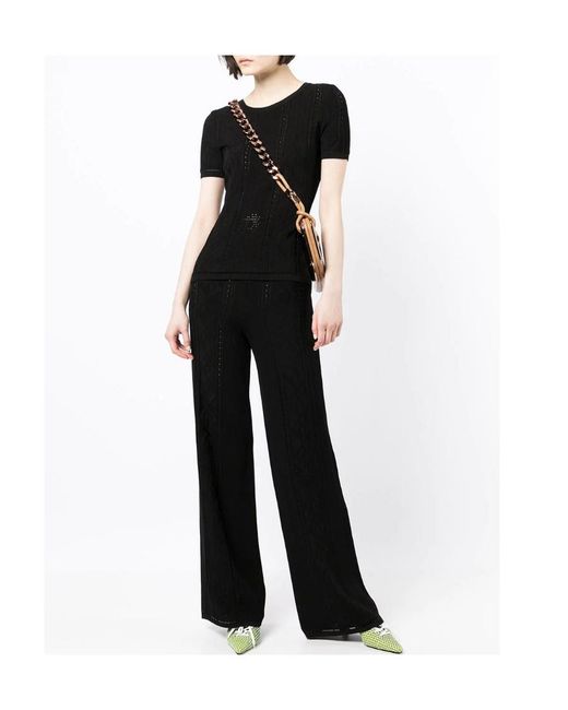 MARINE SERRE Black Crescent Moon Patterned High-Waist Trousers