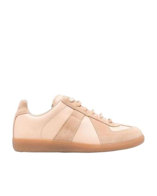 Maison Margiela Pink Panelled Low-Top Sneakers