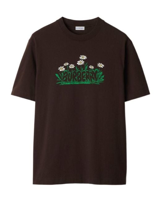 Burberry Black Graphic Printed Crewneck T-Shirt for men