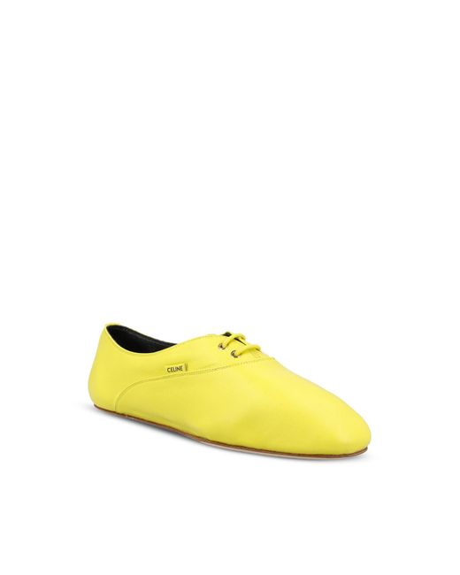 Céline Yellow Ballet Lace-Up Shoe