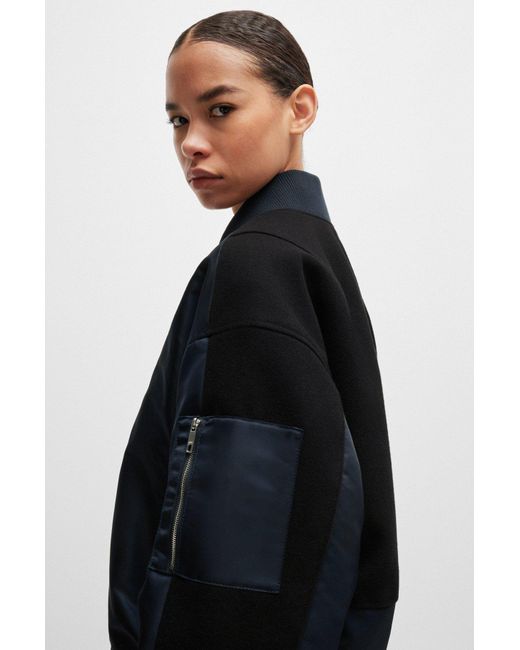 Boss Blue Panelled Bomber Jacket