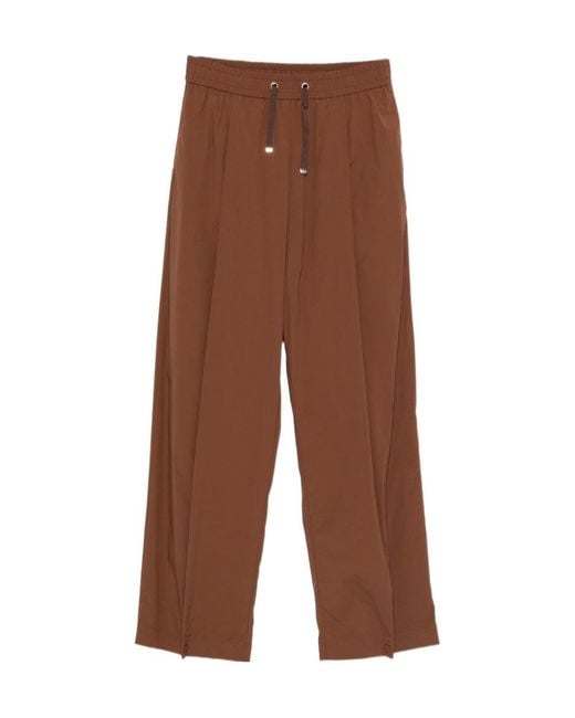 Herno Brown Lightweight Drawstring Cropped Trousers
