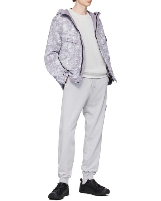 Stone Island White Regular Tapered Fit Joggers With Slub Efffect And Pockets for men
