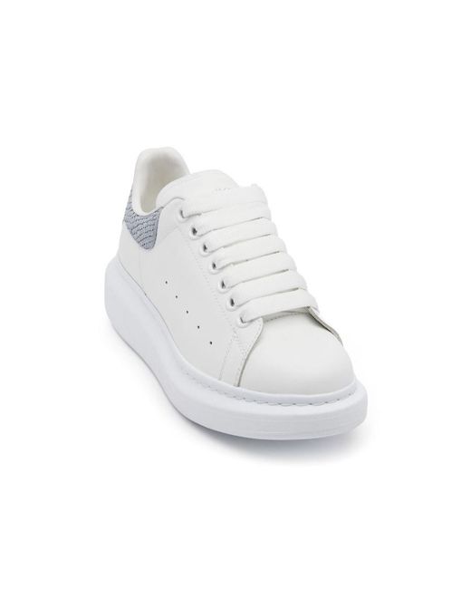 McQueen White Oversized Lizard-Effect Sneakers