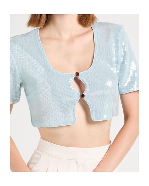 Ganni Blue Sequined T-Shirt