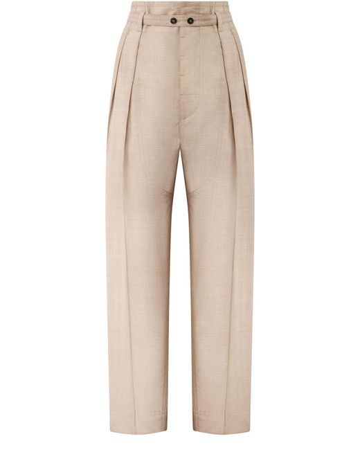 Bottega Veneta Natural Pleated Casual Trousers