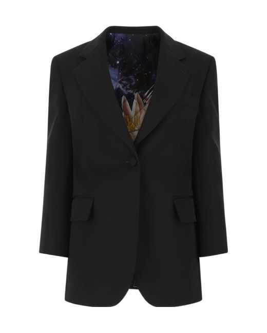 Lanvin Black Single Breasted Cropped-Sleeve Blazer