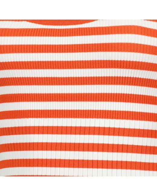 Max Mara Red Striped Ribbed Knit Tank Top