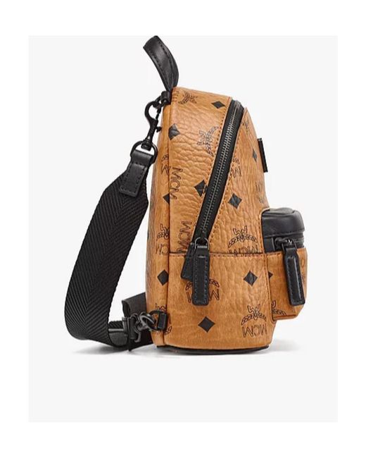 MCM Natural Stark Monogram Print Zipped Backpack for men