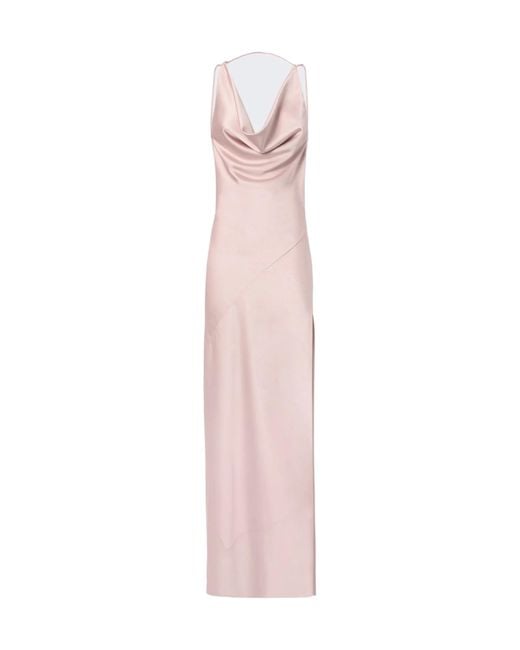 ANDAMANE Pink Vera Cowl-Neck Side-Slit Maxi Dress