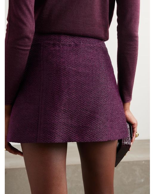 Tom Ford Purple Pleated Tweed Mini Skirt