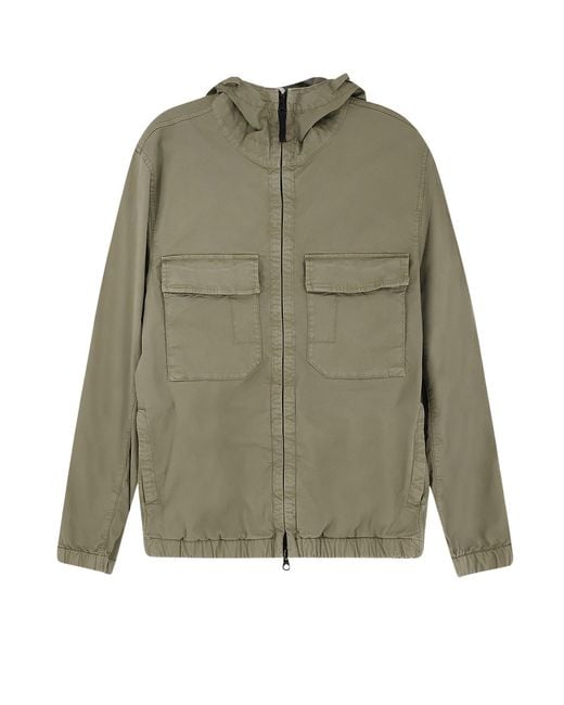 Stone Island Green Stretch Cotton Twill-Tc Jacket for men