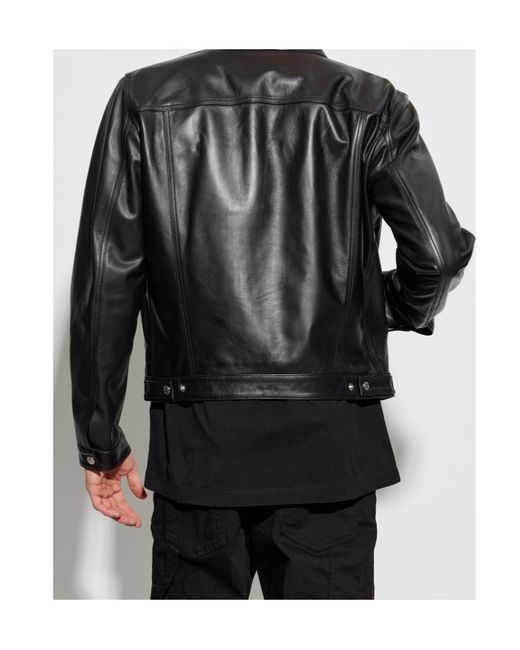 DSquared² Black Leather Boxy Jean Jacket for men