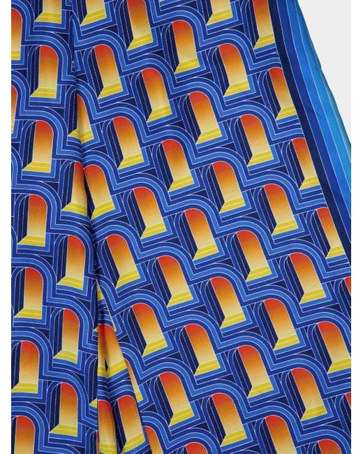 Casablanca Blue L'Arche De Nuit Printed Wide Leg Trousers