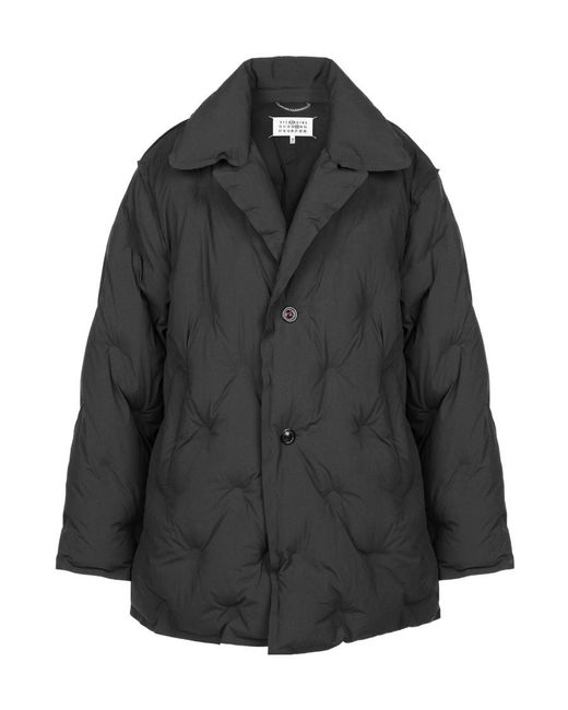 Maison Margiela Black Four-Stitch Detailed Padded Coat for men