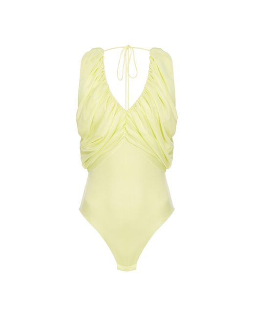 Pinko Yellow Ruched Bodysuit
