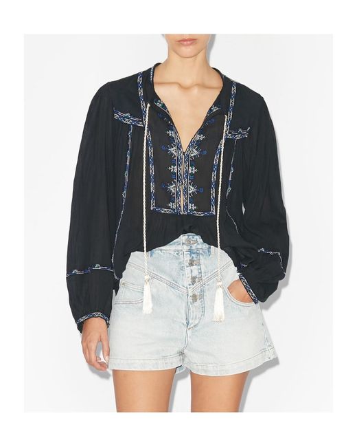 Isabel Marant Blue Isabel Marant Étoile Silekia Tassel-Detailed Blouse