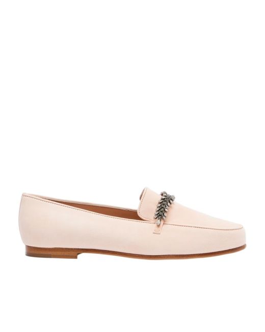 Manolo Blahnik Pink Pisufa Embellished Suede Loafers