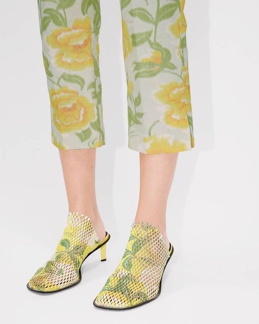 KENZO Yellow Jacquard Peonies Cropped Pants
