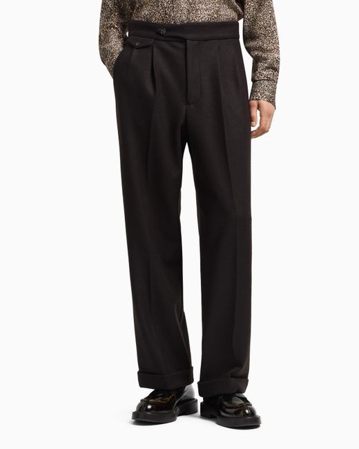 Emporio Armani Black Straight Trousers for men
