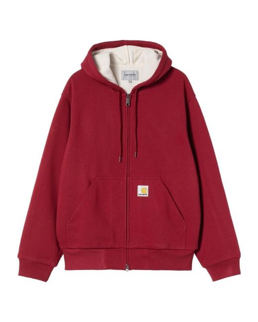 Carhartt Red Logo Patch Zipped Hoodie for men