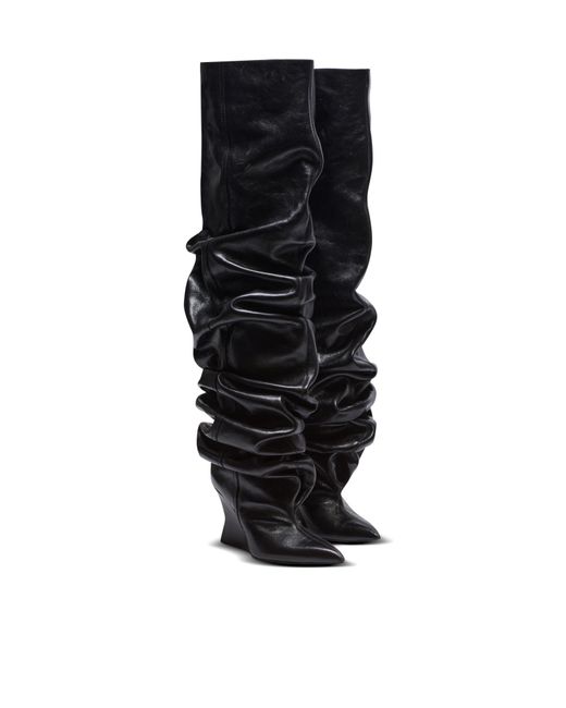 Balmain Black Wedge Thigh-High Boots