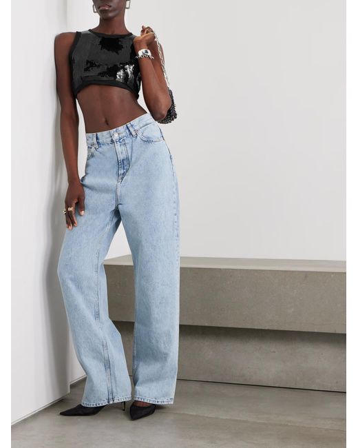 Rabanne Black Sequined Cropped Tank Top