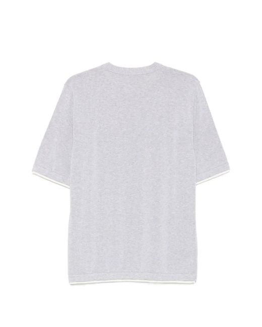 Eleventy White Layered-Detail T-Shirt for men