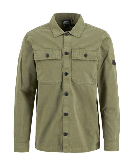 Barbour Green Buttoned Flap-Pocket Overshirt for men