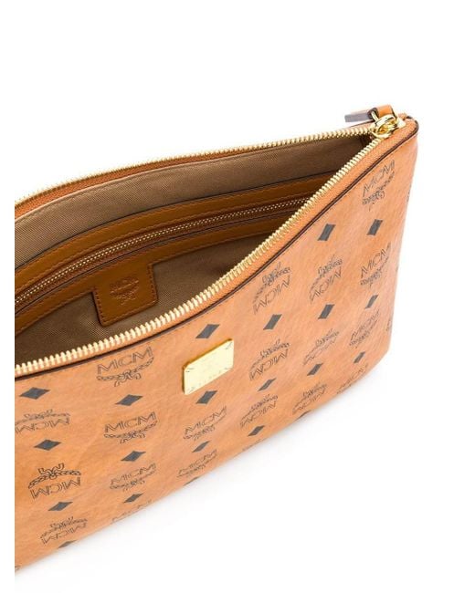 MCM Orange Visetos Small Clutch Bag