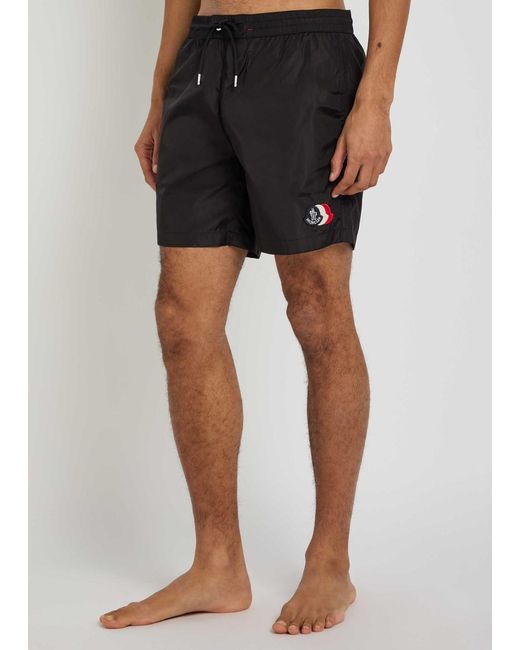 Moncler Black Elastic Waist Swim Trunks for men